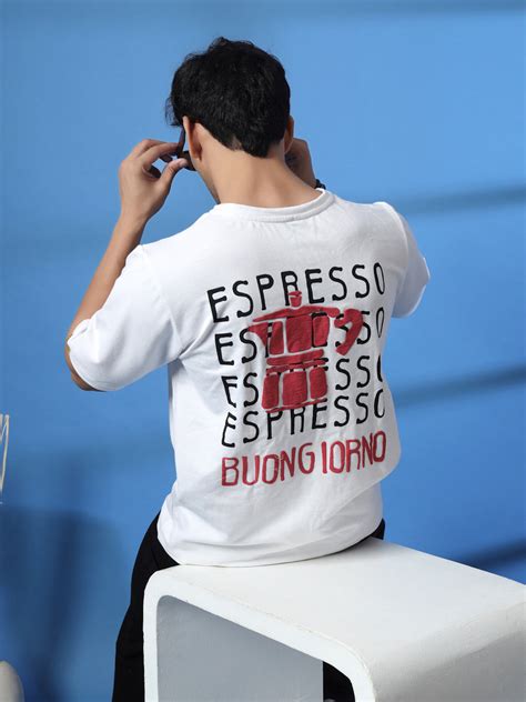Men White Typography Oversized T-shirt – rigoindia