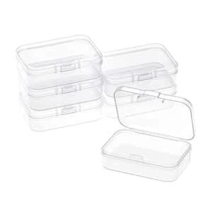 ISKYBOB 6 Packs Rectangle Small Clear Plastic Storage Containers Box ...