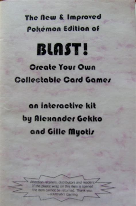 New & Improved Pokemon Edition of Blast: Create Your Own Collectable ...