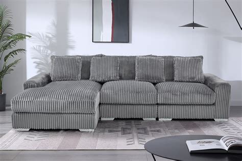 WINSTON Corduroy Modular Sectional Sofa (Grey) - Armless