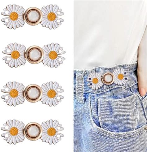 Kawn® 4pcs Pant Waist Button for Loose Jeans, Adjustable Detachable ...