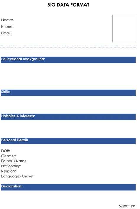 Image result for Bio Data Downloadable Form
