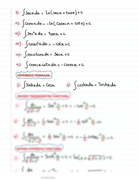 Image result for All Integral Formulas