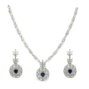 Buy ZENEME Rhodium-Plated Silver Toned Square & Circular Shaped ...