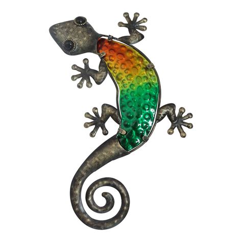 Hour 11" Metal Art Gecko Wall Décor, Brown & Green : Amazon.in: Home ...