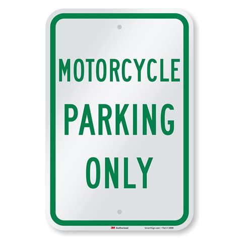 SmartSign"Motorcycle Parking Only" Sign | 12" x 18" 3M Engineer Grade ...
