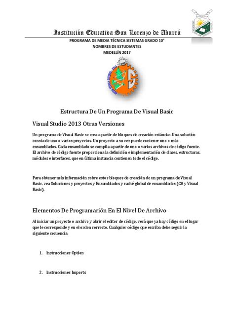 Image result for Estructura De Programa Visual Basic