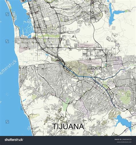 Tijuana Mexico Map Poster Art Stock Vector (Royalty Free) 2468340233 ...