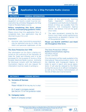 Fillable Online RA 385 - Application for a Ship Portable Radio Licence ...