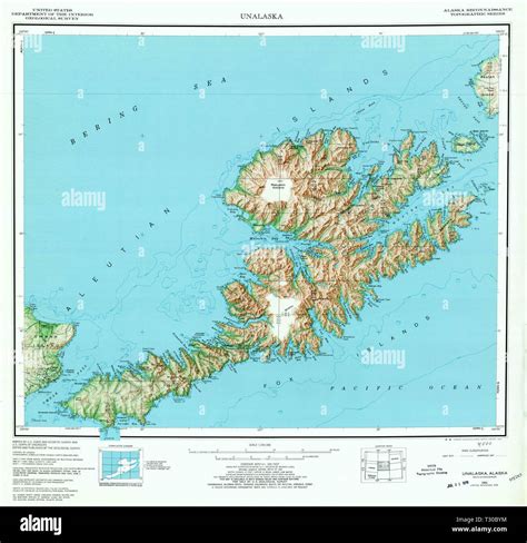 USGS TOPO Map Alaska AK Unalaska 361626 1951 250000 Restoration Stock Photo - Alamy