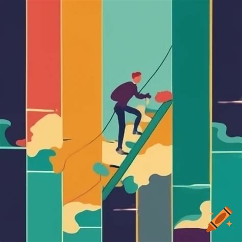 Colorful depiction of a man climbing a ladder symbolizing hope on Craiyon