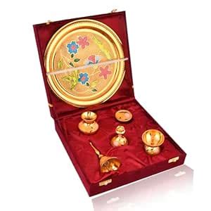 Artrust l Pure Brass Pooja Aarti Pooja Thali l Meena Pooja Thali Silver ...