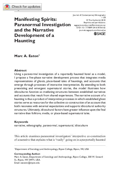 (PDF) Manifesting Spirits: Paranormal Investigation and the Narrative ...