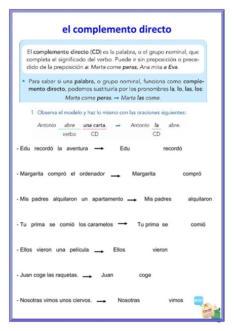 Image result for Frases Con Complemento Directo