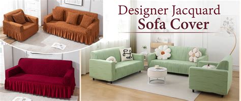 Designer Stretchable Woven Jacquard Frill Sofa Covers Sets | HOKIPO ...