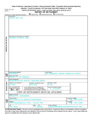 Fillable Online oag ca DATE SETTLEMENT SIGNED Fax Email Print - pdfFiller