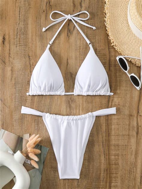 2024 New Fashion Solid Color Sexy Bikini Swimwear 2-Piece Set Summer ...
