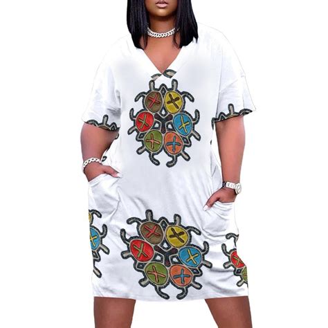 Taino Turtle Symbol Mandala color vestido suelto con bolsillos elegante ...