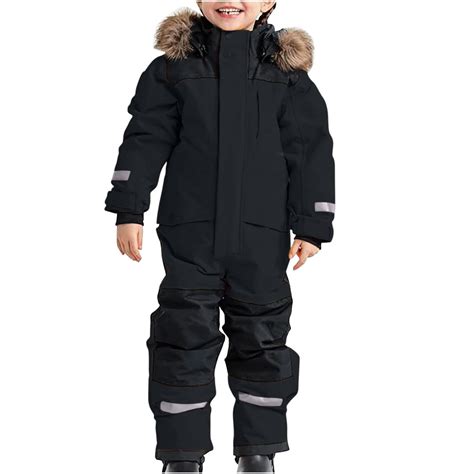 Boys Girls Snow Suit Fleece-Lined Bibs Snowsuit Overalls One Piece Ski ...