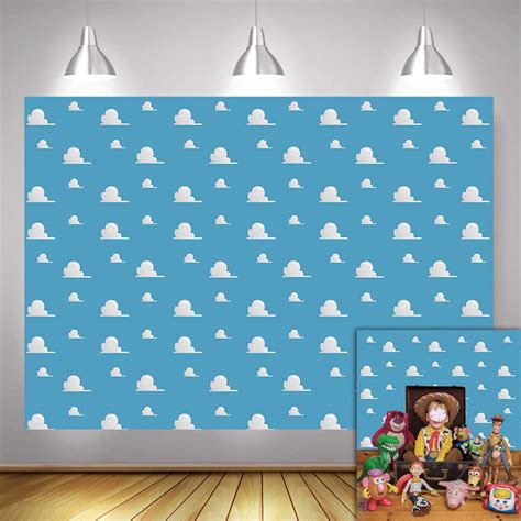 Buy Fanghui 7x5FT Cartoon Kids Backdrop Blue Sky White Clouds ...