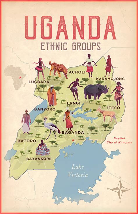 Illustrated Map of Uganda Ethnic Groups | African Digital Art