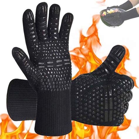 Extreme Heat Resistant BBQ Gloves, Food Grade Kitchen Oven Mitts ...
