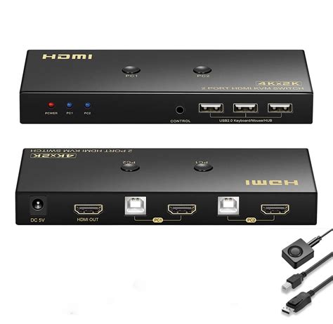 ETZIN KVM Switch 1 Monitors 2 Computers, DisplayPort DP KVM Switch ...