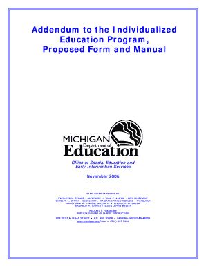 Addendum To The IEP Proposed Form And Manual - State Of Michigan ...