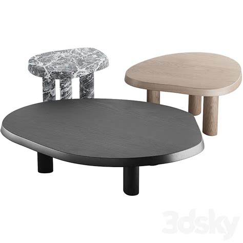 013 L Series Marble Wood Coffee Table 3DS Max Model – 3DSky Model Free