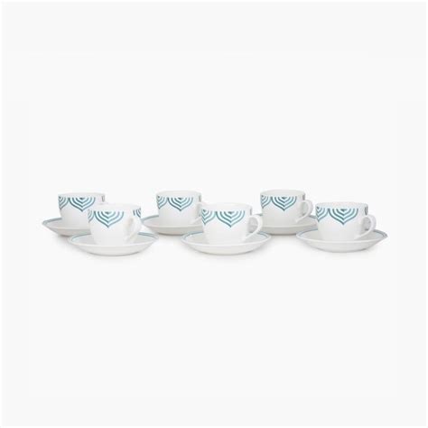 Buy Mandarin-Royal Odyssey Printed Bone China Cup And Saucer Set- 6+6 ...