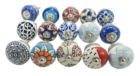 15 PcsDecorative Ceramic Cabinet Knobs Mix Lot Pulls Drawer Kitchen ...