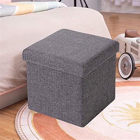 ABTRIX WITH AB Fabric Folding Organizer Storage Ottoman Bench Footrest ...