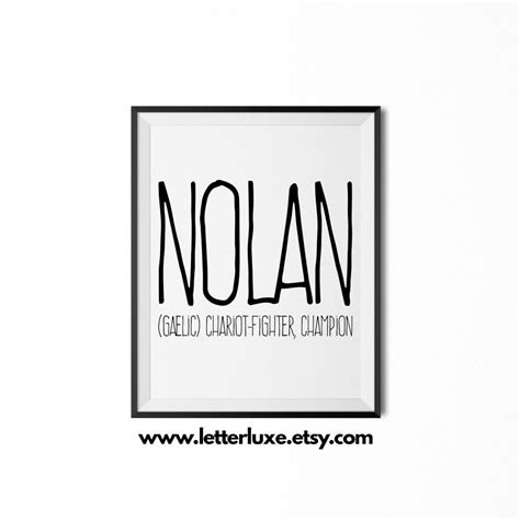Nolan Name Meaning Art, Nolan Gift, Printable Baby Shower Gift, Nursery ...