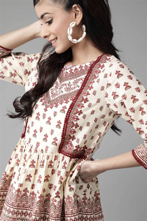 Cream Cambric Floral Tunic - Soft & Elegant Design | Juniper Fashion
