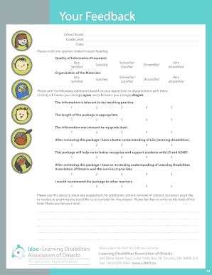 Learning Disability Feedback Form - Fill Online, Printable, Fillable ...