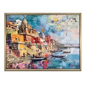 PAPER PLANE DESIGN Banaras Ghat Paintings for Living Room | Varanasi ...
