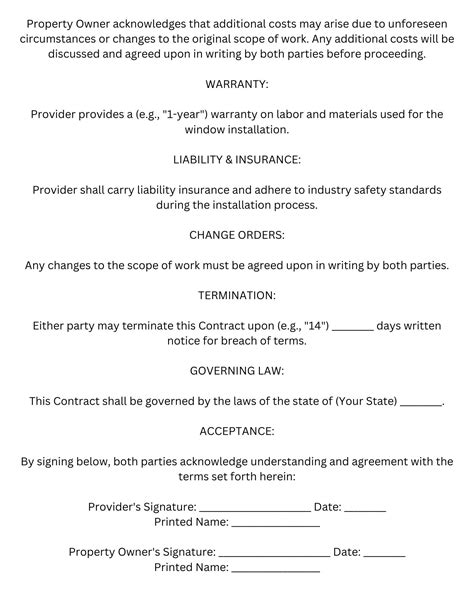 Image result for Window Installation Contract Sample