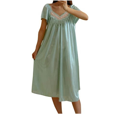 Ashirexll Plus Size Nightgowns for Women Clearance, Solid V-Neck Short ...