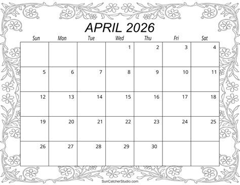 April 2026 Calendar (Free Printable) - Free Printables, Lettering, SVG ...