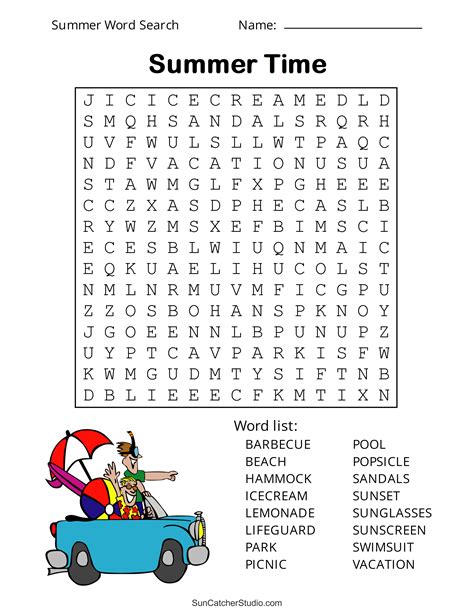Printable Summer Word Search Puzzles - Free coloring pages to print