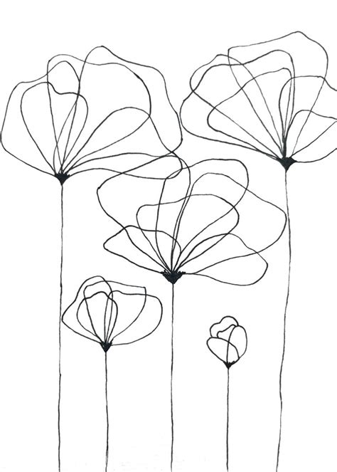 Simple Line Drawing Flowers