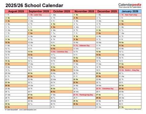 Thales Academy Calendar 2025-2026 Teacher Printable - EJMagazine.com