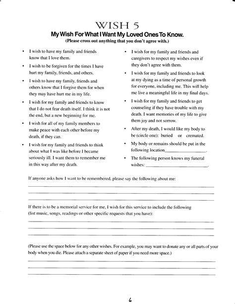 Free Printable 5 Wishes Form - Printable Forms Free Online