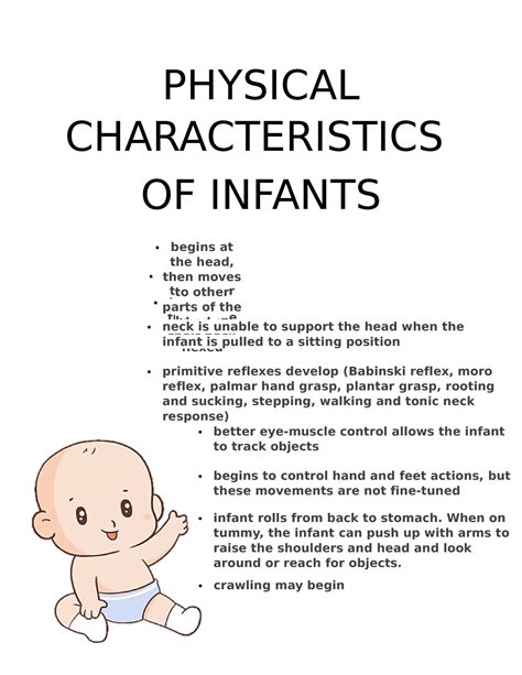 Physical Characteristics - CHARACTERISTICS OF INFANTS hands are fisted ...