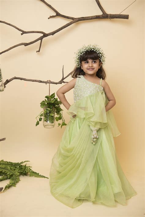 Green Dori Drape Ghaghra Set – Lil Angels