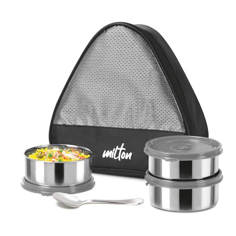 Buy MILTON Trident Stainless Steel Lunch Box (3 Leak Proof Round ...