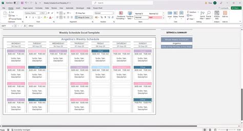 Image result for Weekly Schedule Excel Example