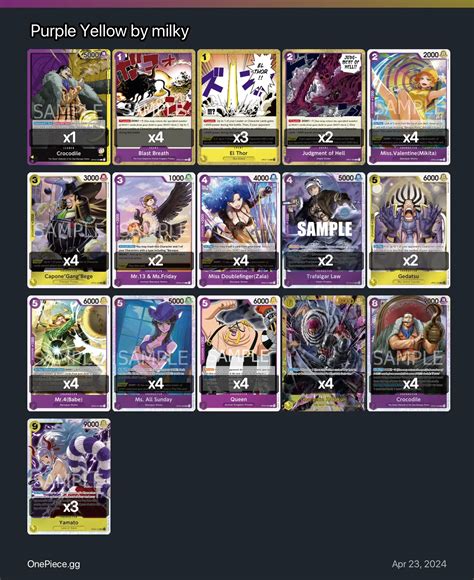 Purple Yellow by milky One Piece Card Game Deck | OnePiece.gg