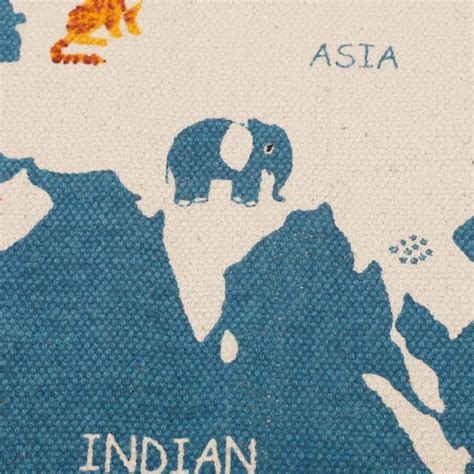 World map kids floor play mat, blue, white, yellow, 50x37