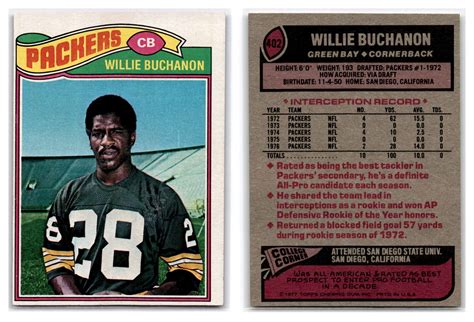 1977 Topps #402 Willie Buchanon EXMT/NM - Green Bay Packers | eBay